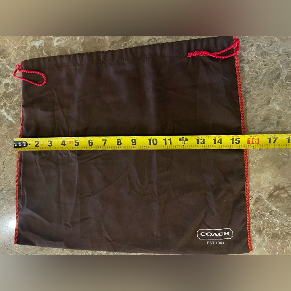 COACH Brown & Red Drawstring Dust Bag W/NWOT UNBRANDED Dice Keychain Bag Charm - Picture 7 of 10